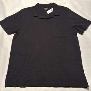 Black Polo Shirt Mens Medium Vneck Knit